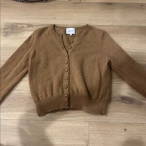 Reformation Caspia Cashmere Cropped Cardigan Natural - Size M